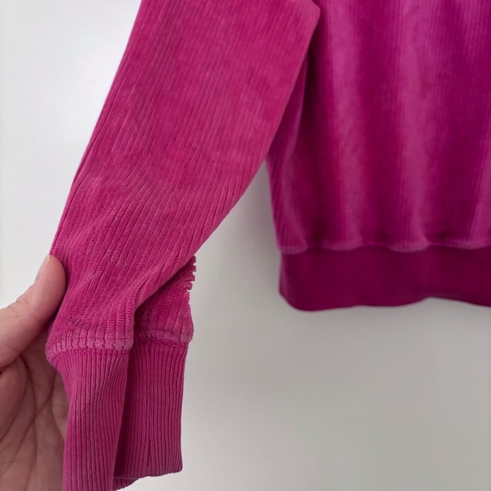Ralph Lauren Polo girls kids quarter zip Corduroy ribbed Sweatshirt - Magenta - Picture 6 of 10